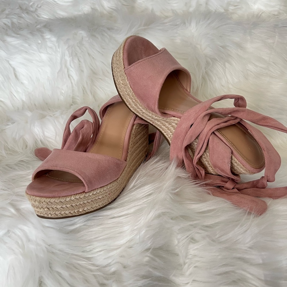 Women's Pink Espadrille Wedge Sandals size 6